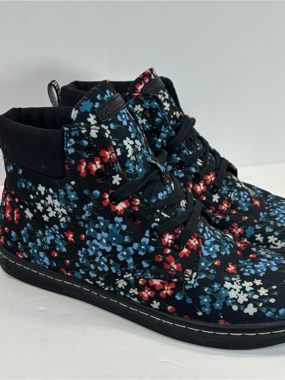 Dr Martens Maelly Floral Black Canvas Women Boots Shoes Sz 10 Boho Spring EUC
